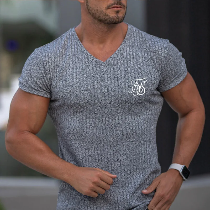 2024 NEW Sik Silk T Shirt Men Summer Short Sleeve Compression T shirt Mesh Tops Tee Male Clothing Fashion Sports T-shirts