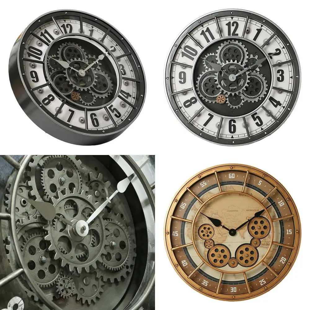 Round Gear Wall Clock Art Craft Clock Hot Selling Wholesale Vintage Luxury Custom Timepiece