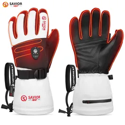 Savior Heat New Ski Gloves Winter Bluetooth Heated Glove Warm Waterproof 3000amh For Heating Thermal Gloves Men Women