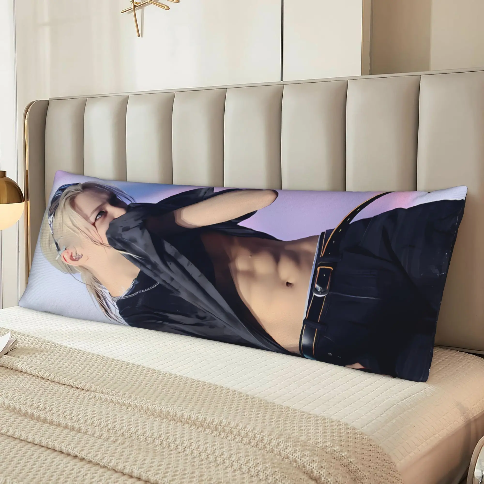 Funda de Almohada SKZ Felix Estilo Anime Kawaii, Impresión a Doble Cara, Material de Poliéster Suave, Cierre de Cremallera, Lavable a Máquina, Perfecta para Fans