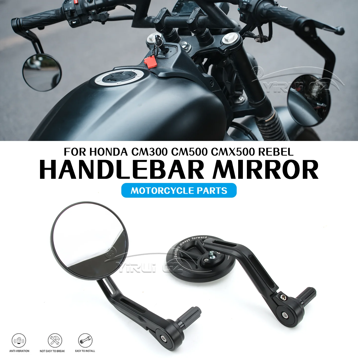 

Боковое зеркало на руле в стиле ретро для Honda CM300 CM500 CMX500 Rebel, зеркало заднего вида на руль мотоцикла, зеркало заднего вида CM300 CM500 CMX500