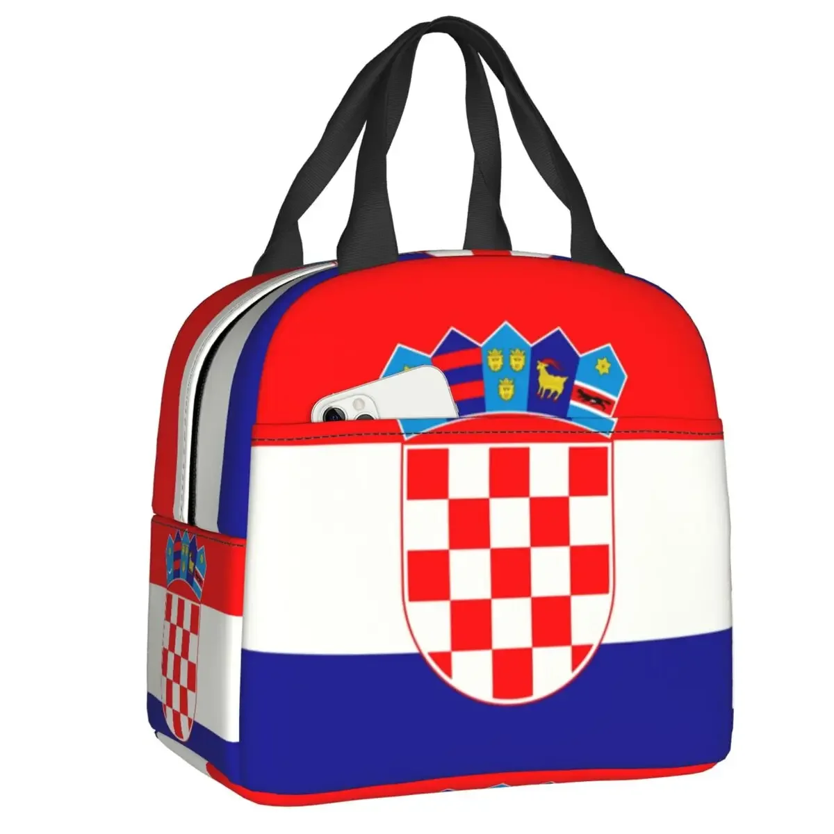 

Flag Of Croatia Thermal Insulated Lunch Bag Women Portable Lunch Container for Outdoor Picnic Multifunction Food Box