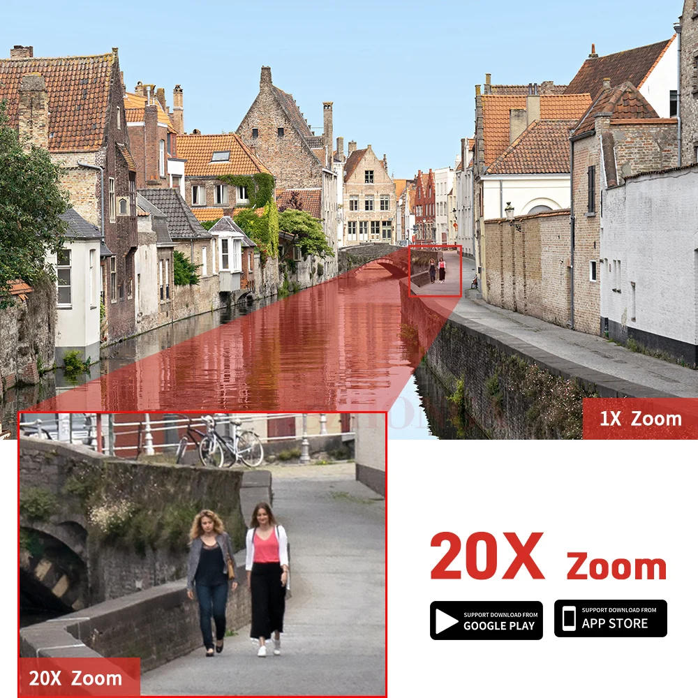 5MP 20X Zoom Outdoor Surveillance Camera PTZ WIFI 4G POE Human Detection Auto Tracking Red Blue Warning Lights Security Camera