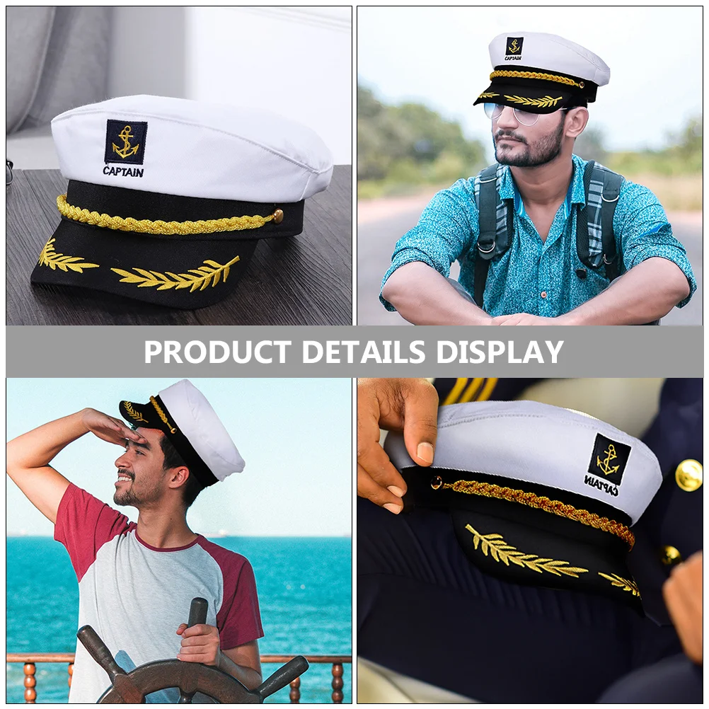 

20pcs Plastic Table Decor Sailor Hats Embroidered Captain Hat For Costume Party Yacht Outfit Cosplay Accessory Marine Hat