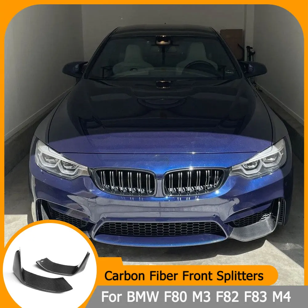 

Carbon Fiber Car Front Splitters Lip Flaps for BMW F80 M3 F82 F83 M4 2015-2017 FRP Black Front Bumper Splitters