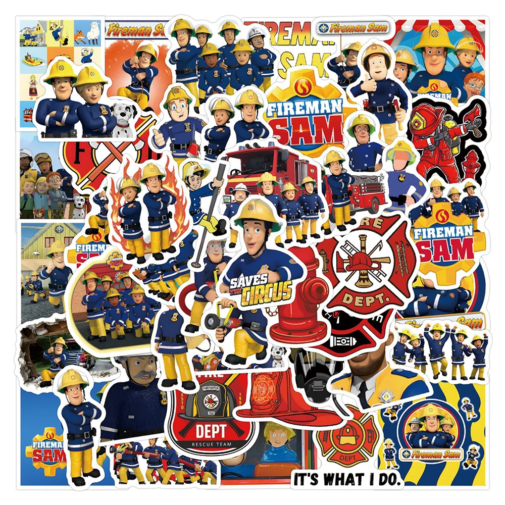 10/30/55PCS Fireman Sam Cartoon Stickers Safety Education Kids Gift DIY Notebook Laptop Luggage Cute Decals Funny Graffiti Toys