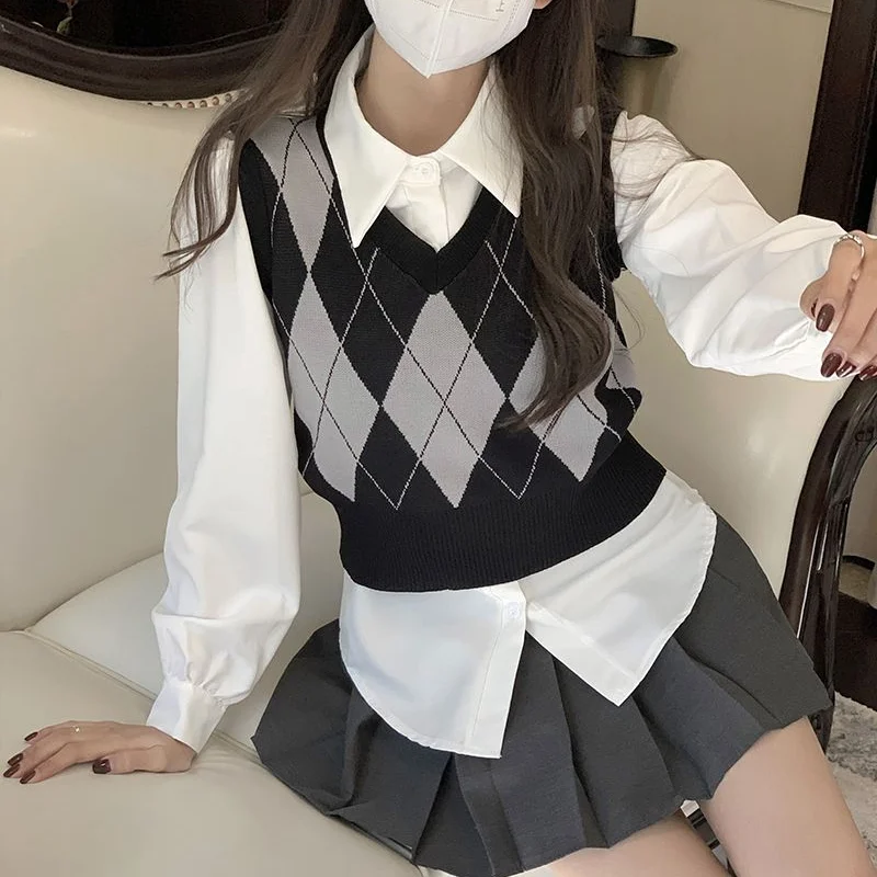 Shirts Women Preppy Style Solid Sweet Inside Schoolgirl Slim Fashion Lady Autumn Ulzzang Tender All-match Light Soft Mujer Tops