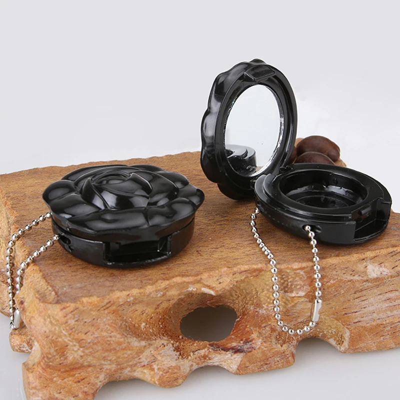 علبة ظلال عيون فارغة مع سلسلة مفاتيح على شكل زهرة وردية صندوق أحمر شفاه حاوية تعبئة مستحضرات التجميل علبة قناع شفاه للمكياج قابلة لإعادة الملء