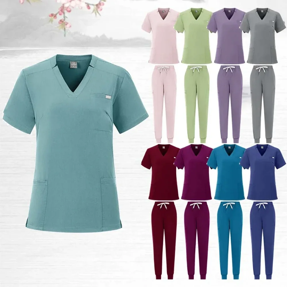 Uniformes d'infirmière multicolores unisexes, générateurs de tissu de haute qualité, haut de gIslande à manches courtes, ensembles de pantalons de jogging, vêtements de travail médicaux