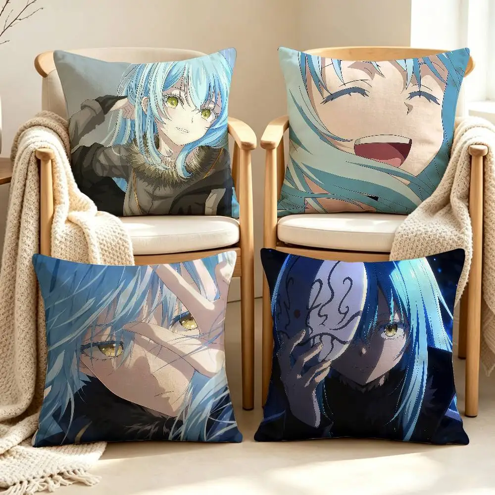 Cute T-Tensura R-Rimuru Tempest Slime Customizable Square Pillow case Double Sided Print Sofa Bedroom Decor Cushion Cover