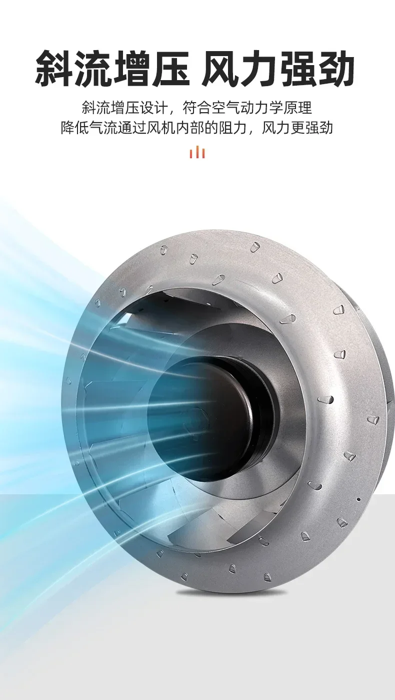 Industrial Exhaust Equipment Backward Tilt Centrifugal Blower External Rotor Air Conditioning Fan DC Brushless Motor view 4