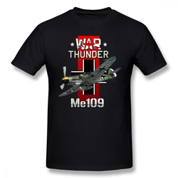 Wwii wawthunder german me 109ファイター航空機Tシャツ。メンズ半袖ラウンドネックTシャツ,コットン100%,カジュアルウェア