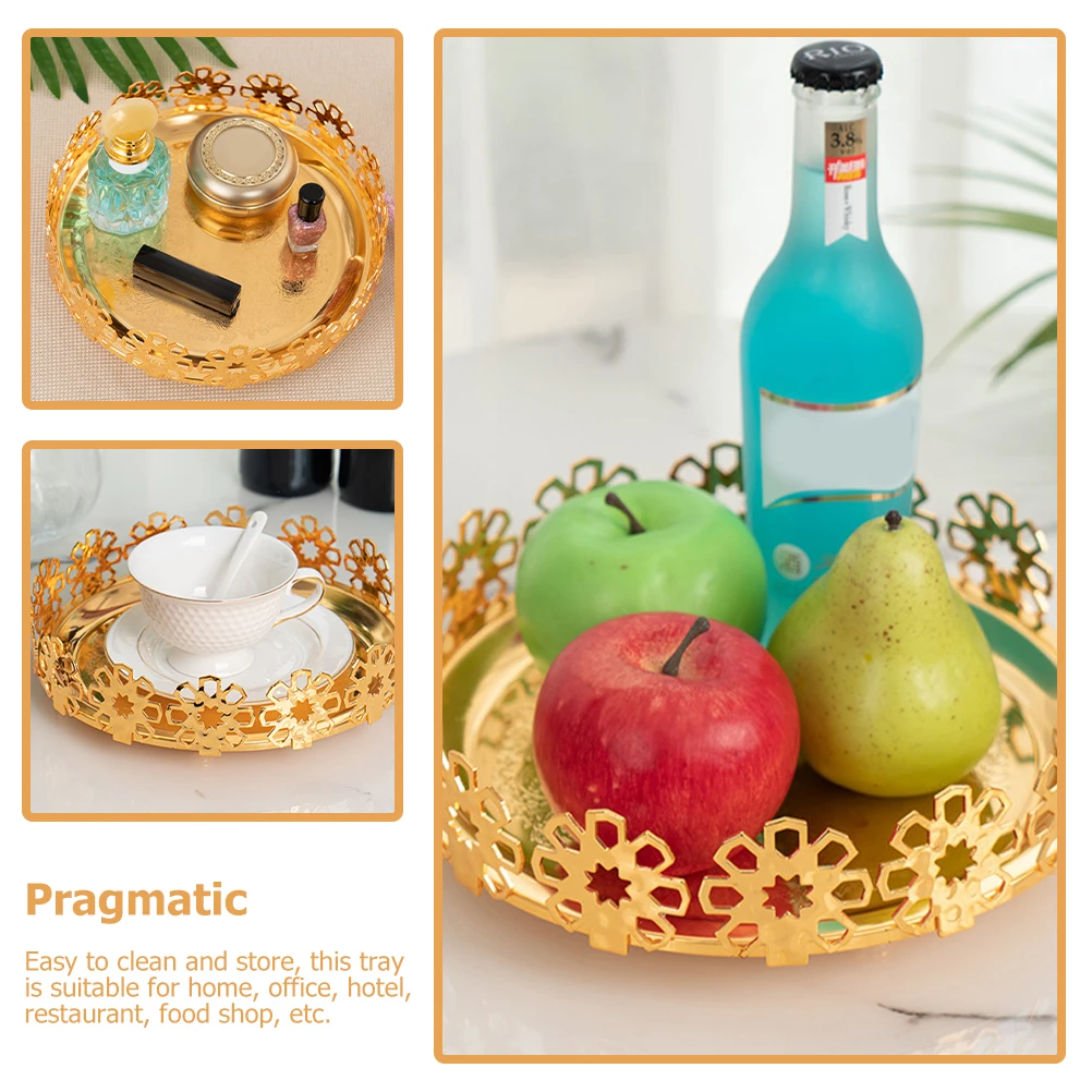 

Metal Fruit Plate Dessert Platter Tray Home Decorative Serving Container Holder Snacks Plates Sturdy Easy Clean Compact