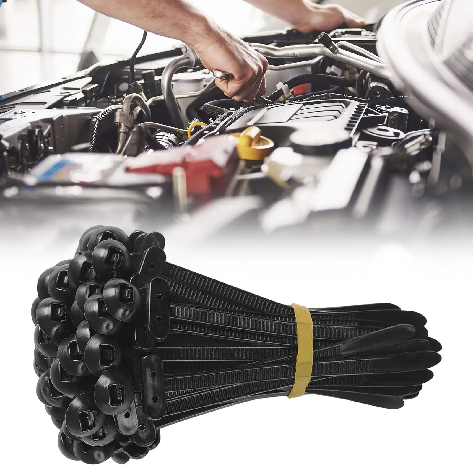 

100pcs Automotive Cable Tie Heavy Duty Secure Fastener Automotive Cable Tie for Auto Motorcycle EV Sedan Trunk Outdoor Garage