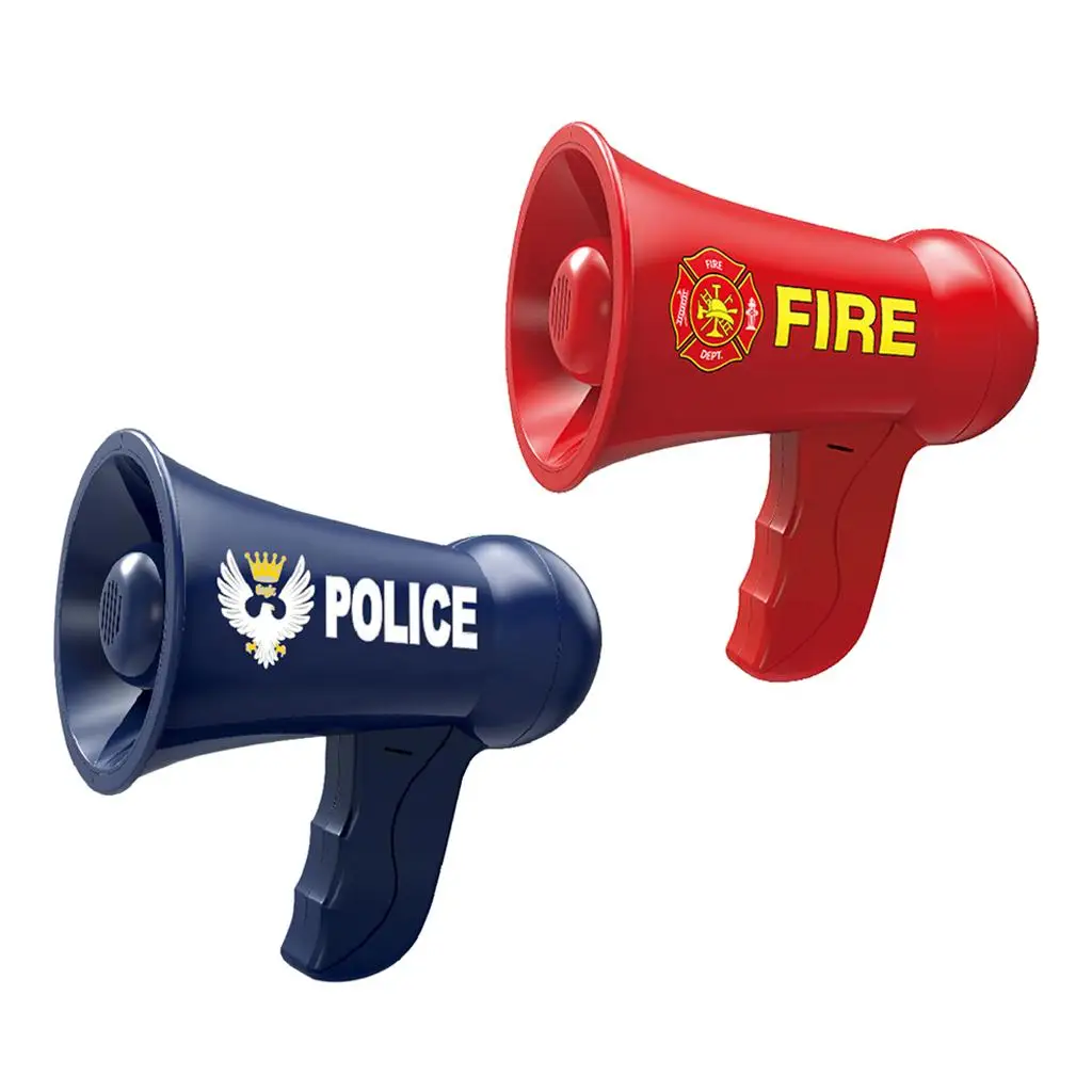 Handheld Plastic Bullhorn Toy Megaphone with Siren Sounds for Kids Role Play Police Officer Dress Up