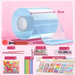 PET Nano Glue Knead Music Double Sided Tape Blow Bubbles Full Set Of Nano Tape Bubble Blowing Decompression Toy Stickers Gift