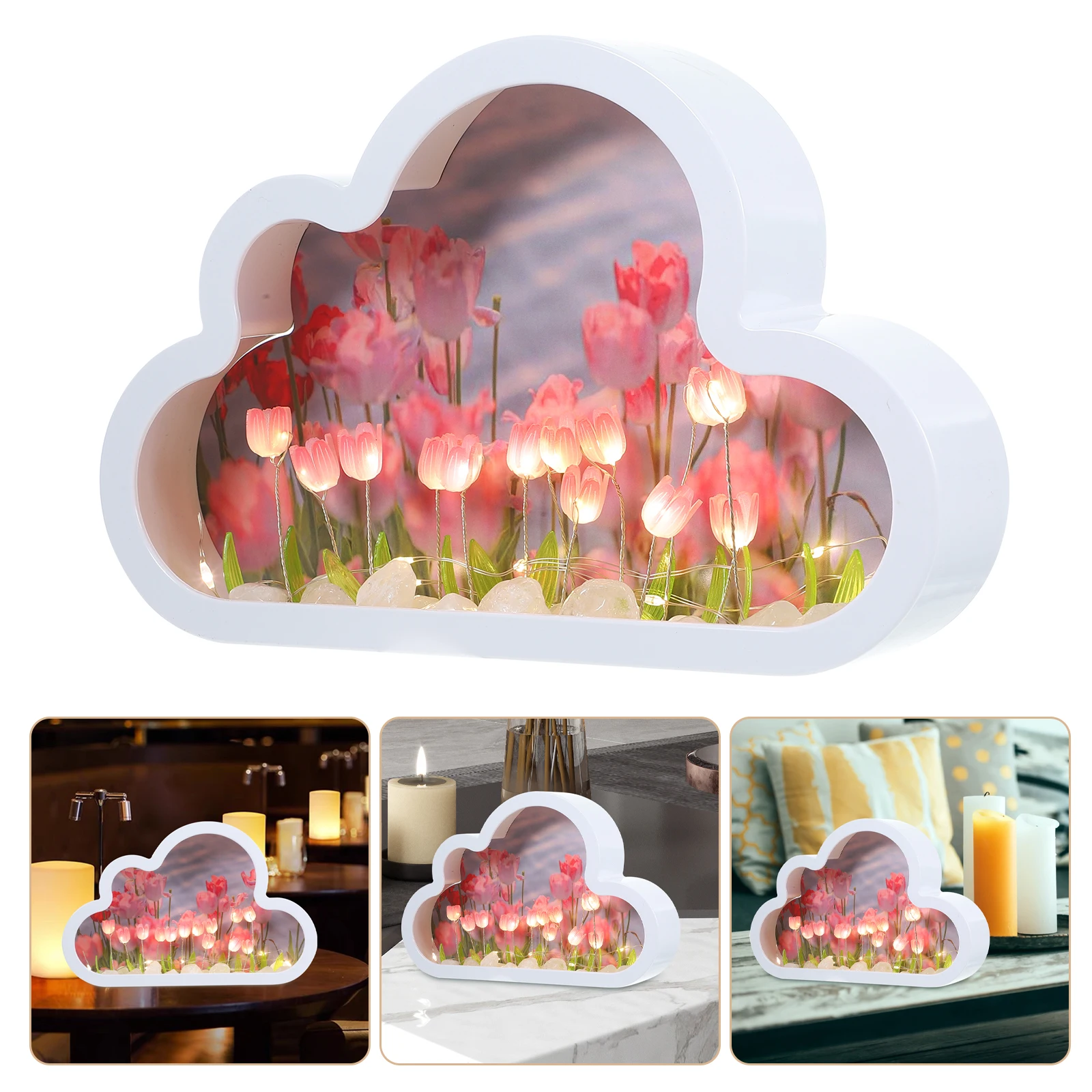 

1 Set Shape Tulip Night Lamp Bedroom Decoration Warm Light Tulip Light Table Lamp Floral For Sleeping