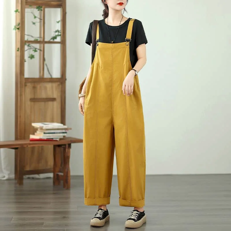 

Jumpsuits Loose Casual Straight Pants American Style Jeans Vintage Artistic Rompers One Piece Outfits Autumn Women Clothing