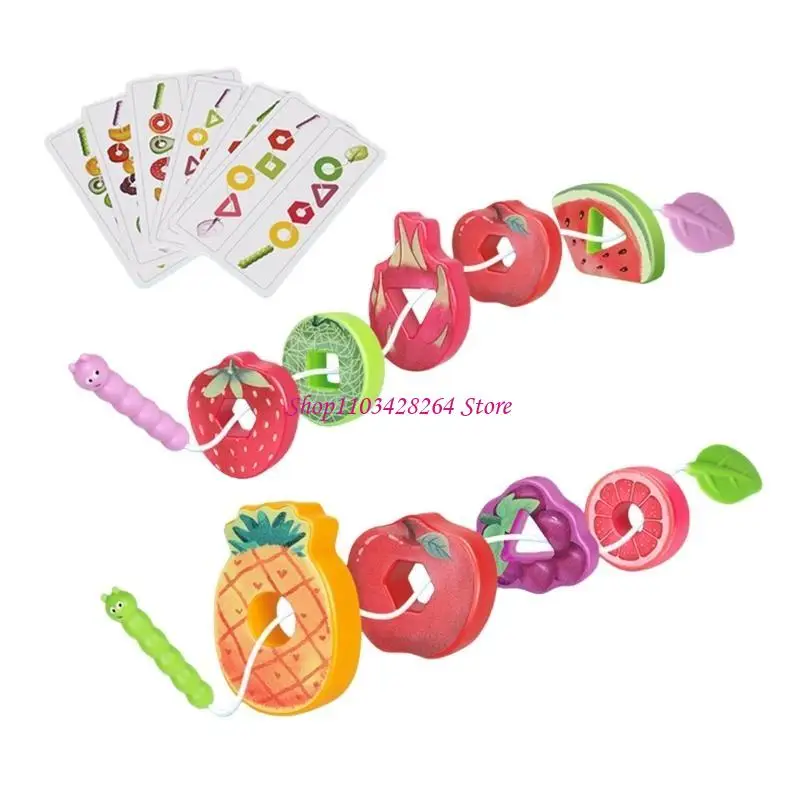  Children Fine Motor Skills Builder Toy Fruit Blocks String Game for Educational Fun Learning