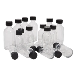 6pcs Small Clear Glass Bottles with Lids for Liquids Tiny Short Jars with Caps Mini Glass Juice Bottles for Potion, Ginger Shots