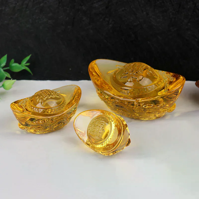 Feng Shui Yuan Bao Dragon Pattern Ingot Lucky Blessing Home Ornament Chinese