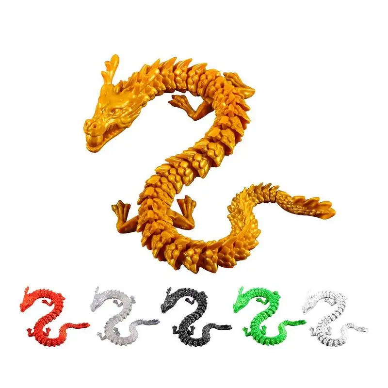 3D Printed Chinese Dragon Simulate Animal Creature Parent-Child Hands-On Toy Articulated Statue Chinese Dragon Figurine For Desk