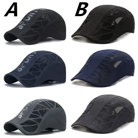 Летняя, прохладная, дышащая, сетчатая, быстросохнущая, кепка-берет с буквенным принтом, кепка для гольфа, велоспорта, бейсболка, козырек от солнца для газетчика топ 10 берет - №1