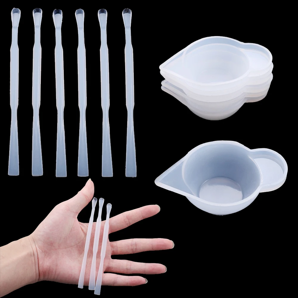 5Pcs 10ml Reusable Resin Mixing Measuring Cups Silicone Stir Stick Spoon UV Epoxy Resin for DIY Silicone Jewelry Making Tools