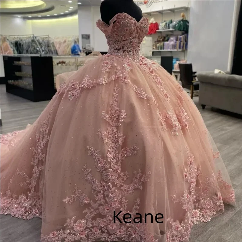 

Nude Pink Off Shoulder Sweet 15 Quinceanera Dresses Ball Gown Party Dresses Prom Gown Formal 15 Year Old Dress Customized