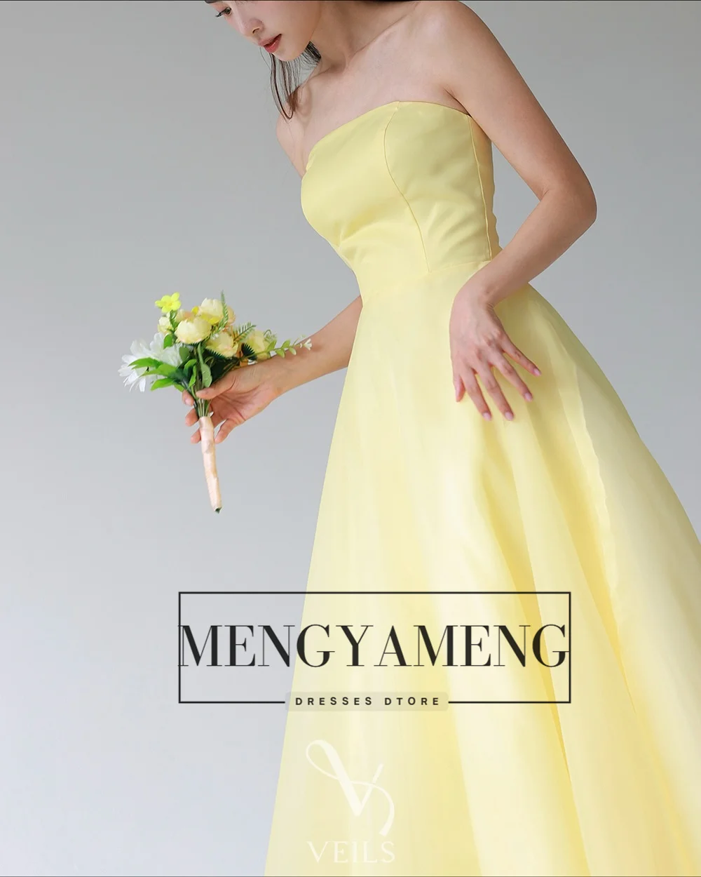 ZHUISHU Yellow Korean Evening Party Dresses Strapless Corset Back Long Prom Party Gown Customized Bridal Wedding Snap Dresses