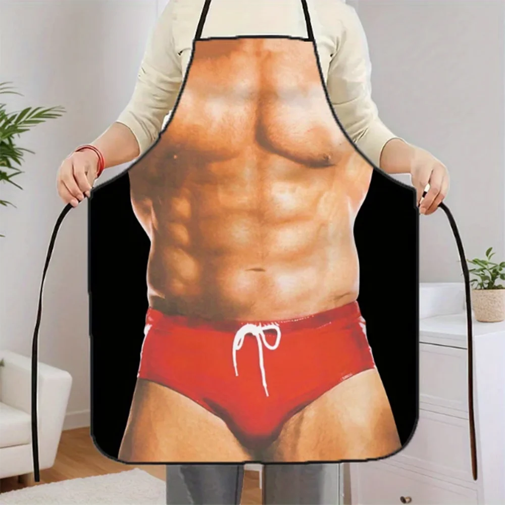 

1 Piece Men's Muscle Pattern Apron Durable and Comfortable Sleeveless Kitchen Aprons for Culinary Home Use Waterproof apron