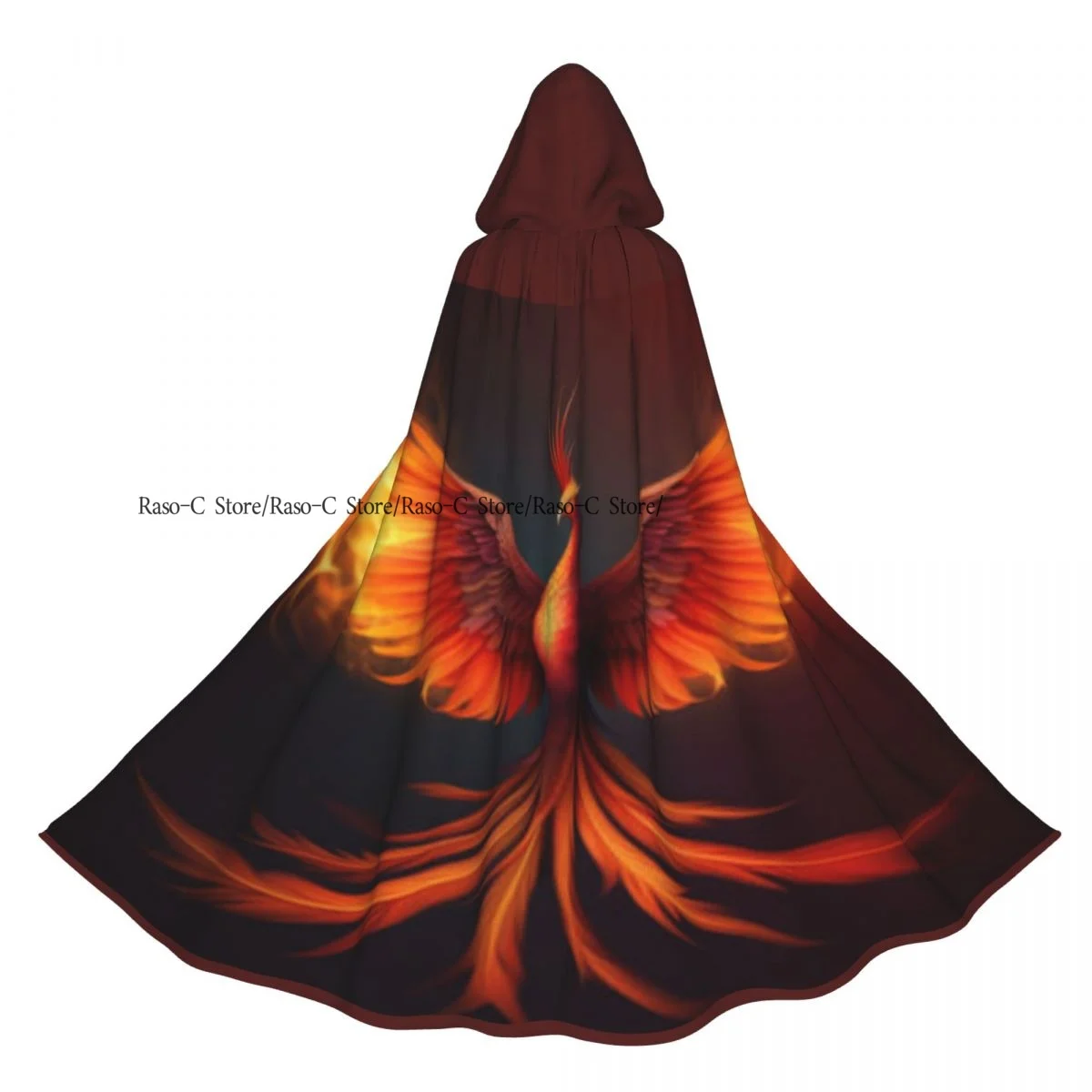 

Hooded Cloak Unisex Cloak with Hood Rising Fire Burning Phoenix Cloak Vampire Witch Cape Cosplay Costume