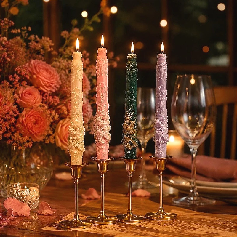 Taper Long Candles for Christening Vintage Carved Baptismal Candles Wedding Decorative Scented Candle