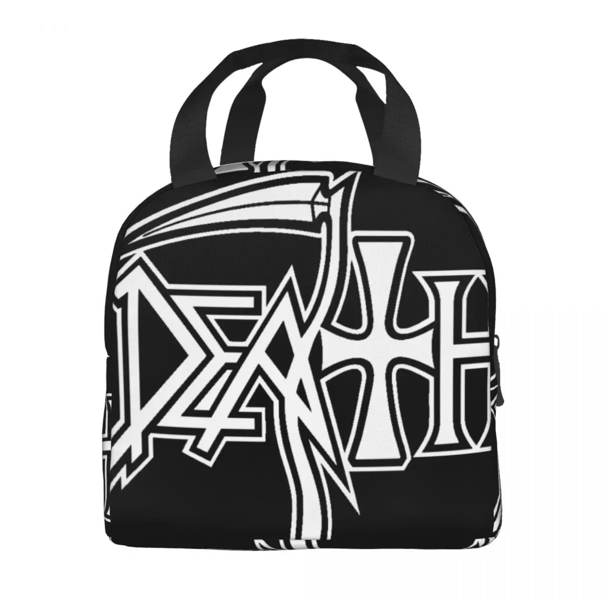 Unisex Death Logo Cooler Lunch Bag, portátil, isolado, comida, Bento Box