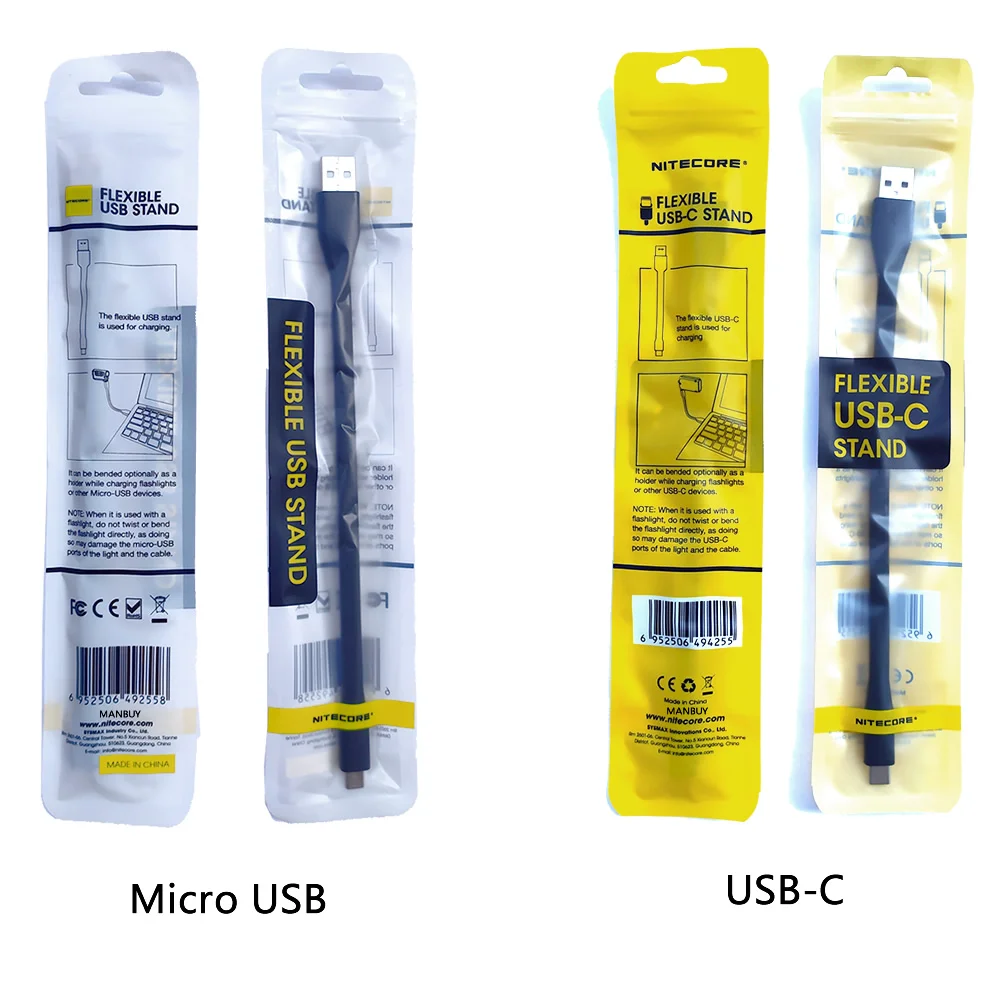 Nitecore-柔軟なマイクロUSBおよびUSB-Cスタンド充電ケーブル、mpse tini2、mh12v2、mh10v2、mh10s、tm9k、懐中電灯nu35、2024用のヘッドランプ