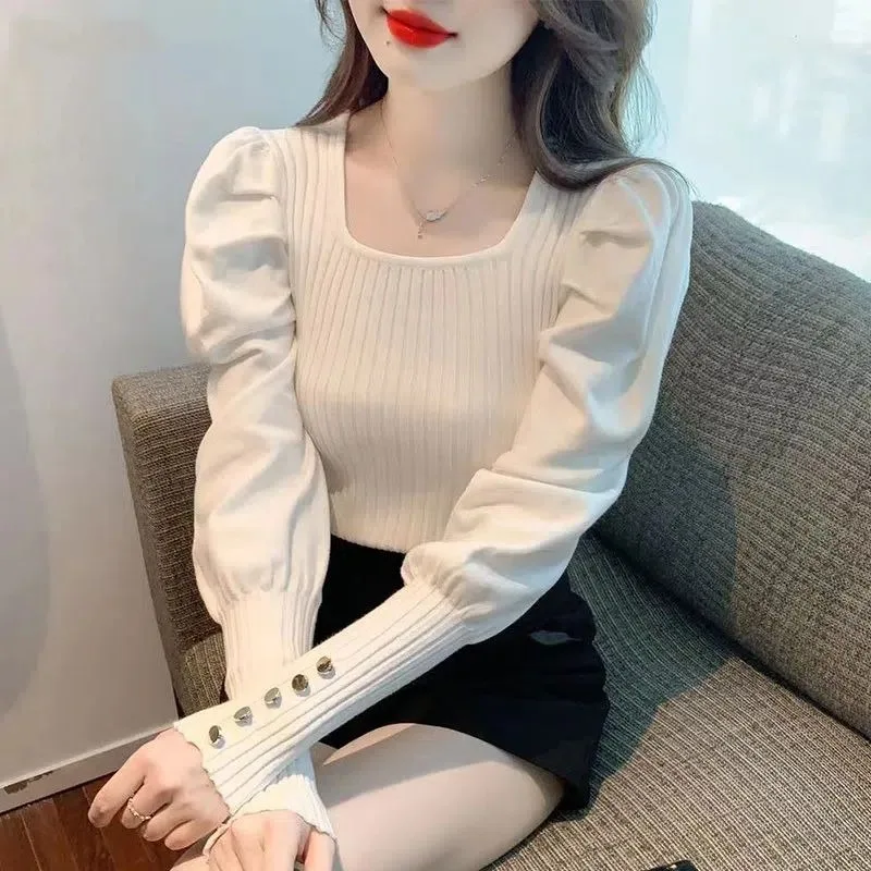 Women\'s Autumn Winter New Fashion Elegant Round Neck Pullover Long Sleeved Solid Color Knitwear Casual Versatile Commuter Tops