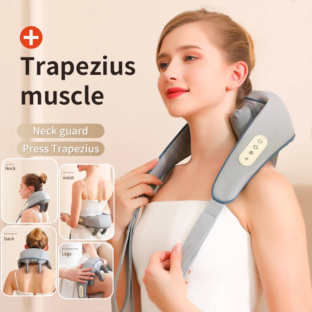 Wireless Neck And Back Massager Neck And Shoulder Kneading Massage Shawl Neck Cervical Relaxing Trapezius Massager