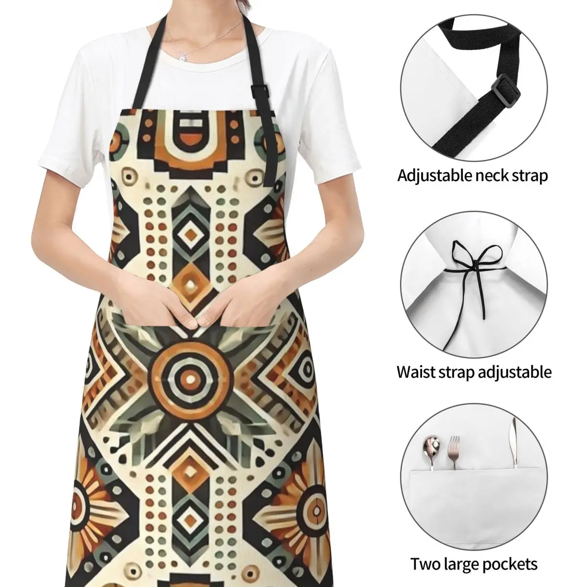 Tribal Nature Fall Autumn  Fashion Dacron Kitchen Apron for Women Men Pinafore Cleaning Tools Custom Apron Birthday Gift