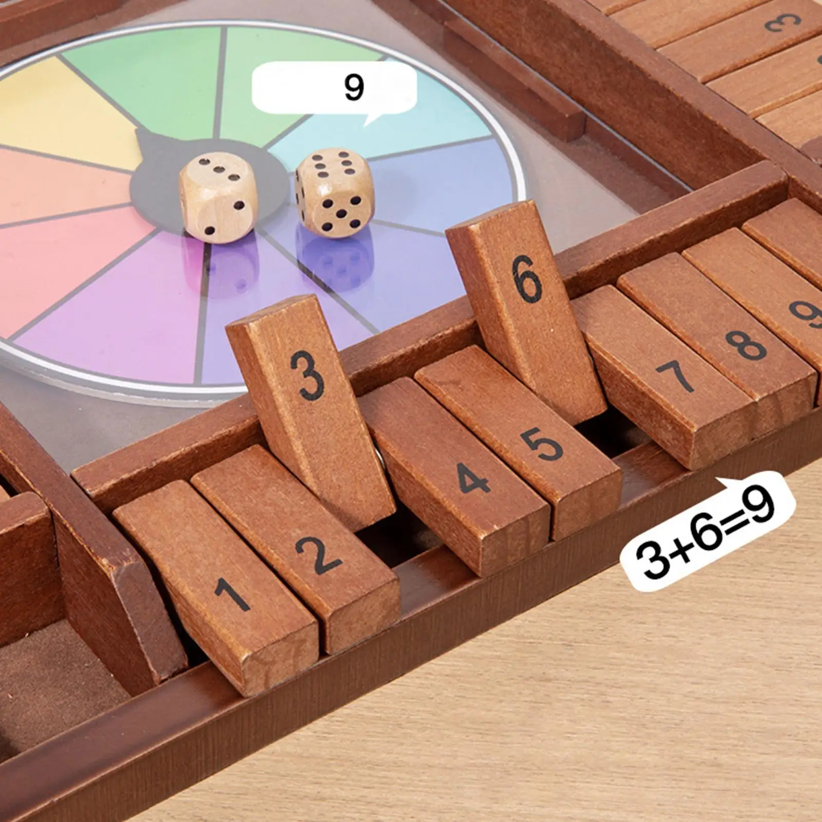 Wooden Dice Board Game with Four-Sided Numbers - Family Travel Math Learning Toy for Kids Adults Parent-Child Party Games