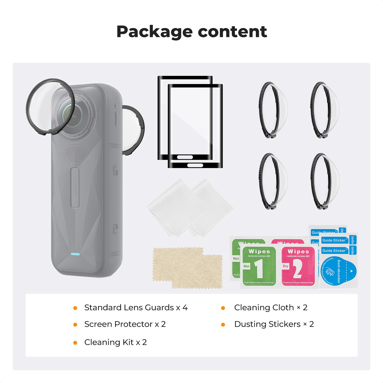 K&F CONCEPT 2 Stuks Premium Lensbeschermers voor Insta360 X5 Hoge Transparantie Optisch Glas Lensbeschermer Cover Krasbestendige Dop