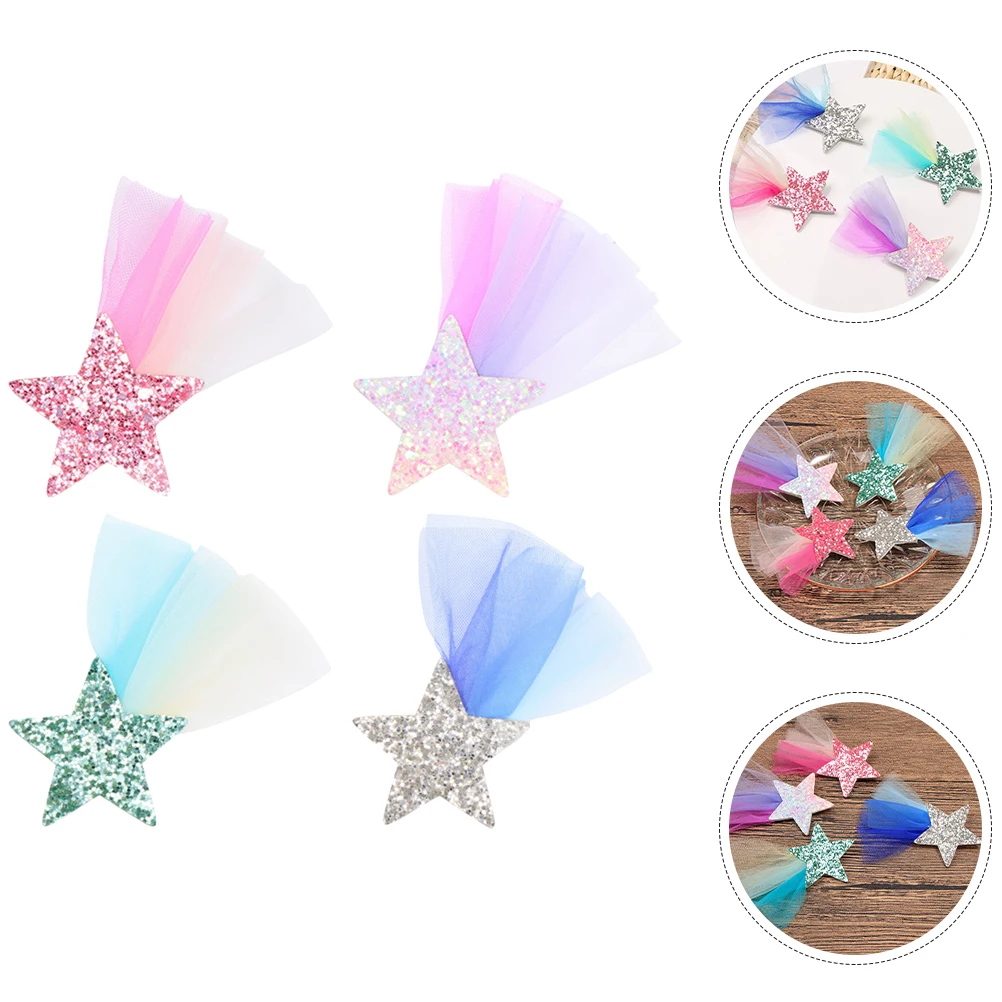 

4 Pcs Meteor Hair Clips for Girls Sequin Hairpin Accessories Glitter Little Girl Non Damaging Strong Material