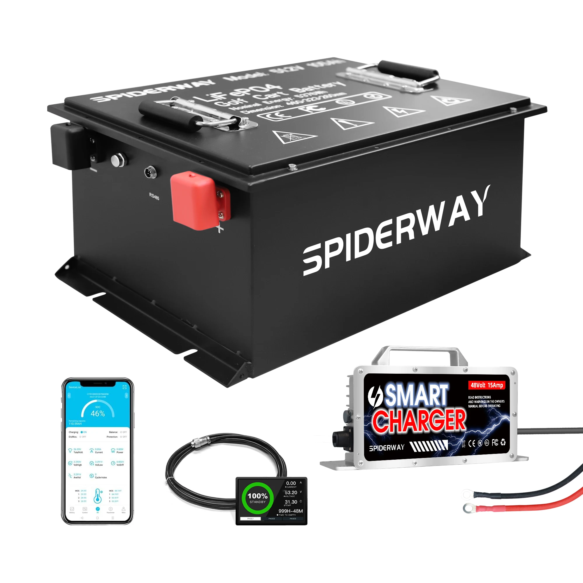 

48V 105Ah Golf Cart LiFePO4 Lithium Battery with 25A Fast Charger for EZGO Club Car Yamaha