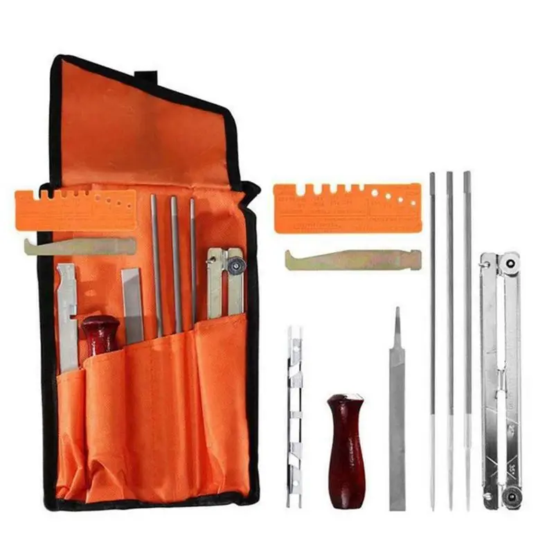 ABGG-Universal Chainsaw Field Sharpening Kit, Chainsaw Chain Sharpener Round Files, Flat File, Filing Guide