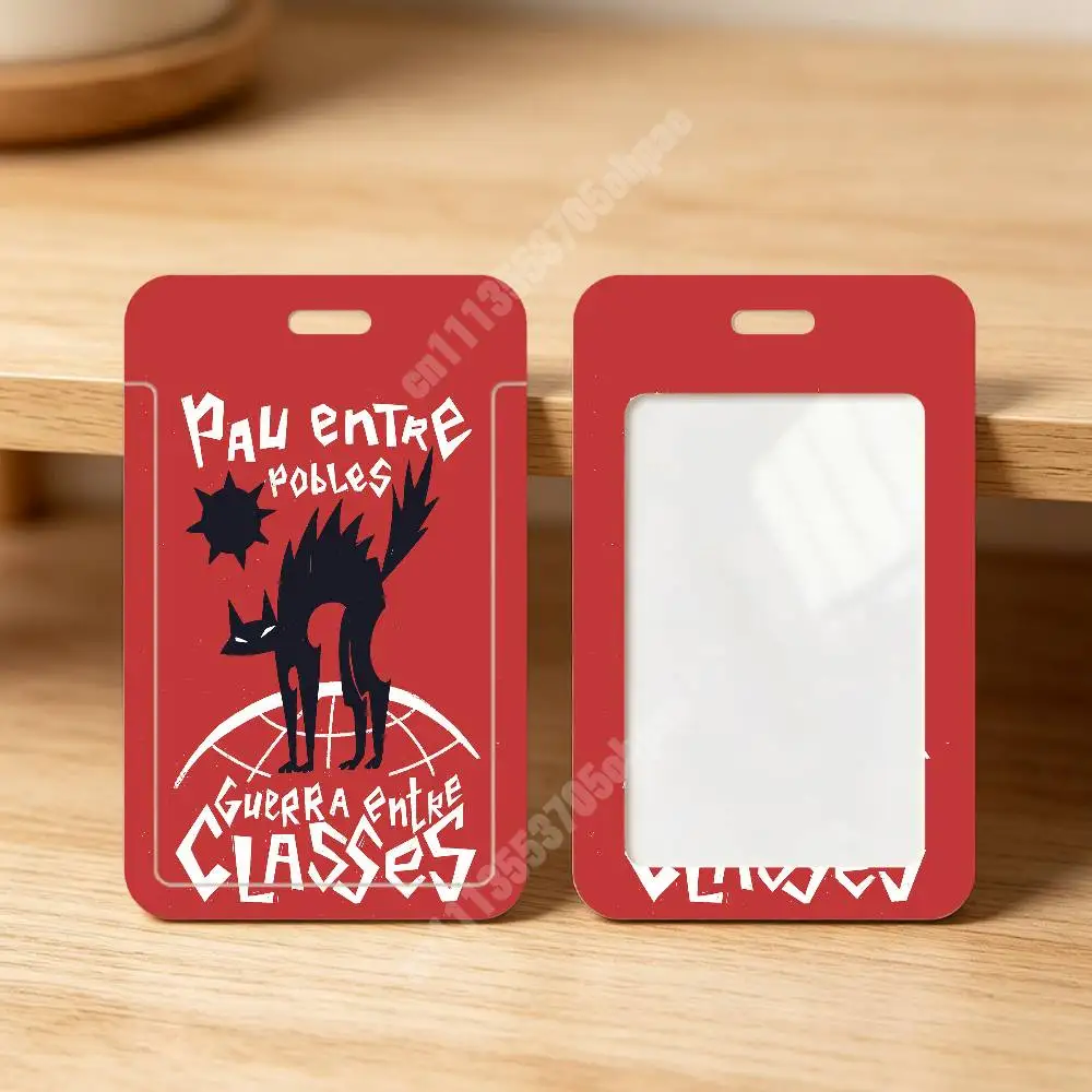 Antifascist Antiwar Kitten Cat Plastic Card Holder Worker ID Card Clear Transparent Employee Visitor Pass