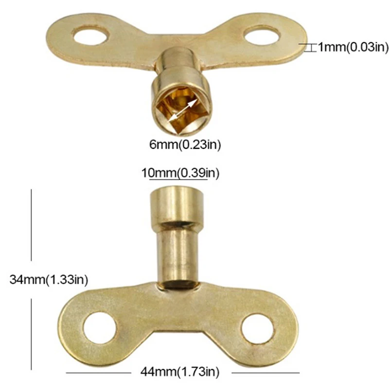 2pcs Bleed Key Square Socket Faucet Keys Water Tap Brass Radiator Special Lock Hole Plumbing
