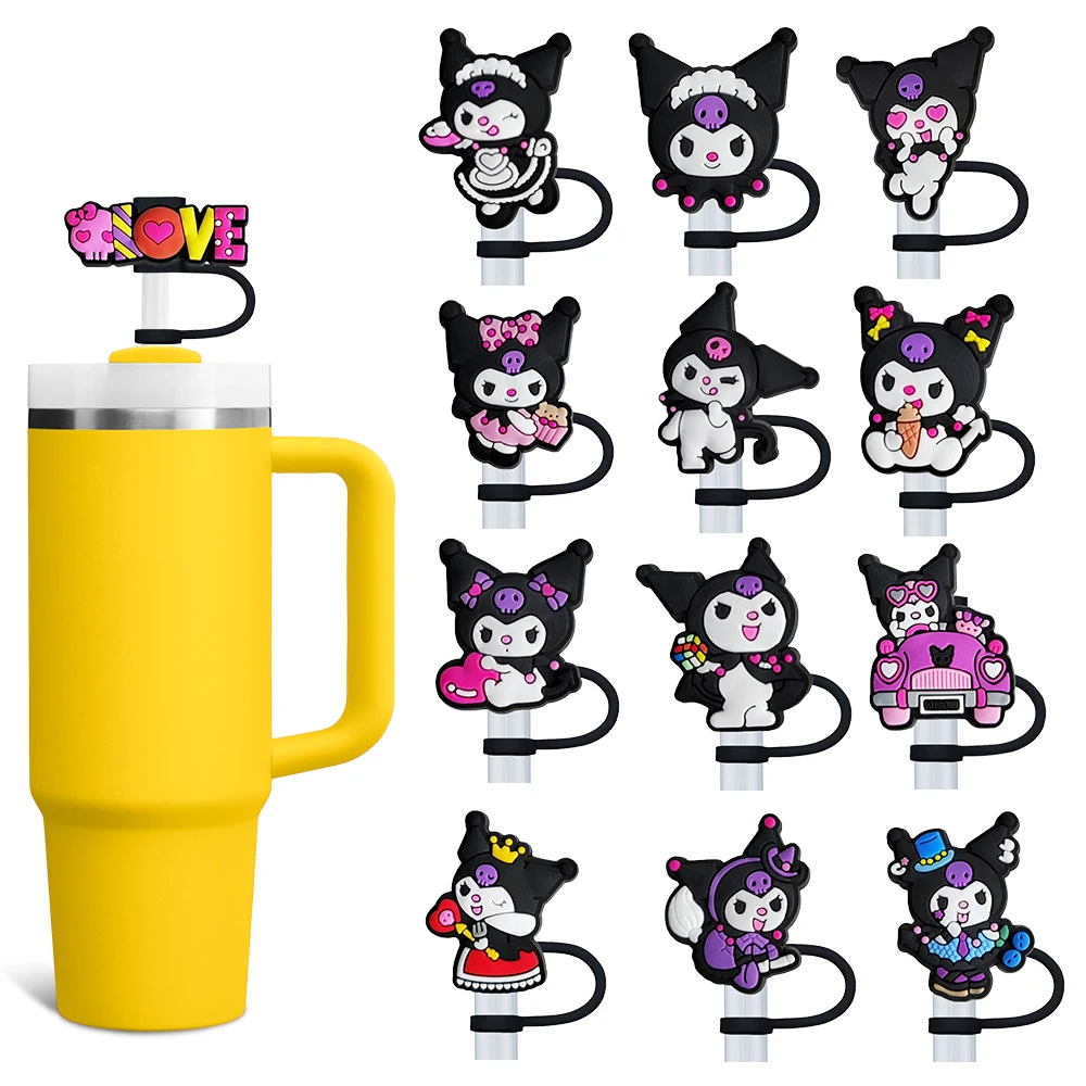 

1-21PCS MINISO Sanrio Cartoon Straw Cover Cap 10MM Drink Straw Plug Reusable Splash Proof Drinking Cup Straw Cap Accessories