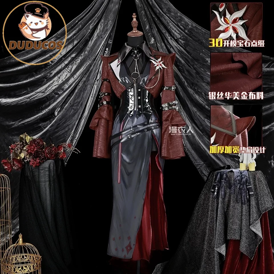 DUDU SR Game Genshin Impact Arlecchino Cosplay Outfit for Servants Red Night Concert Costume with Wig for Anime Halloween Cos