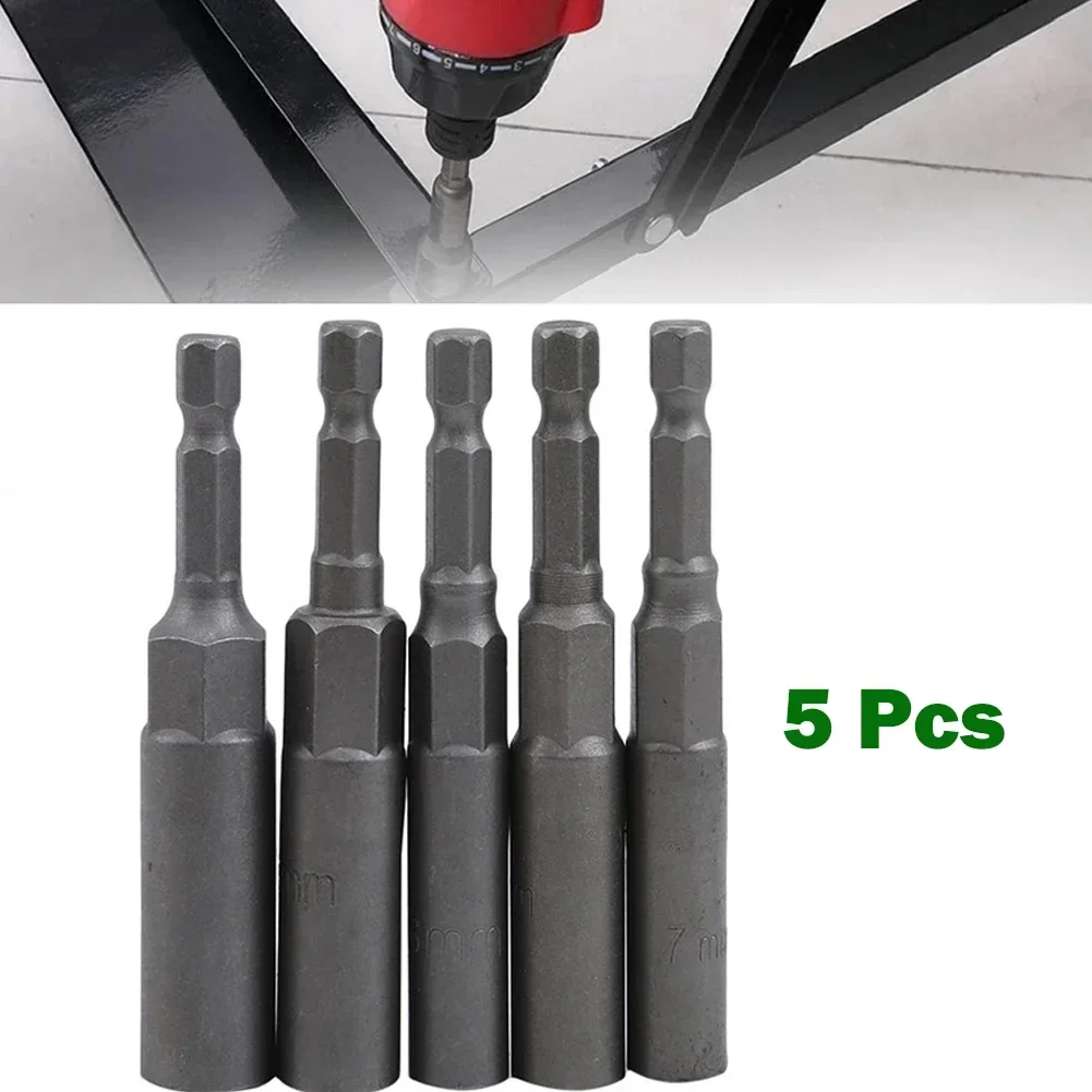 Imagem -05 - Hex Soquete Manga Bocais Porca Driver Conjunto Adaptador de Broca Chave de Fenda Elétrica Porca Driver Soquete Chave de Fenda Ferramenta 10 mm Peças