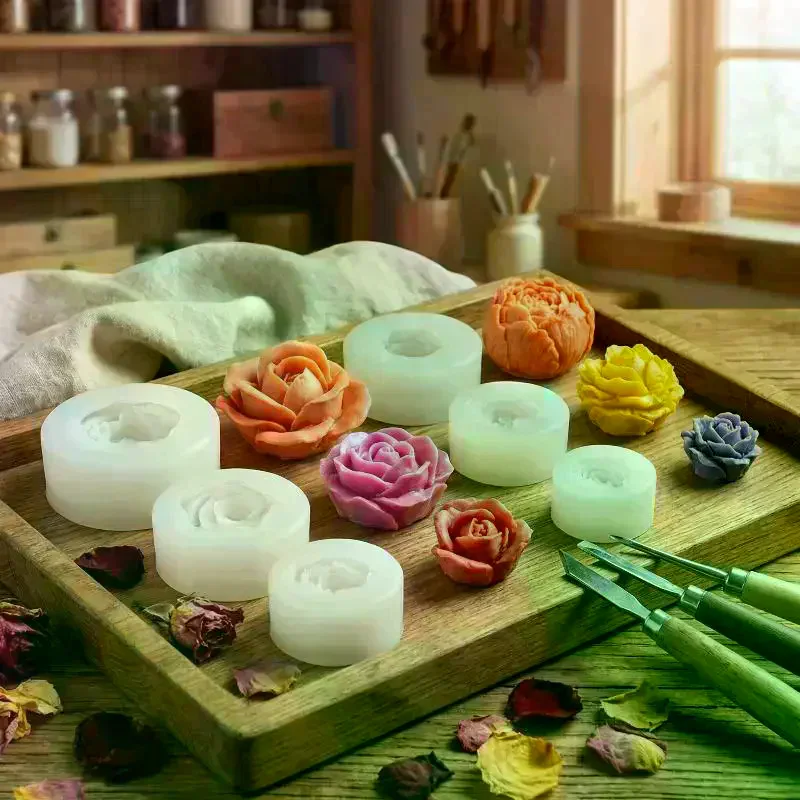 3D Rose Flower Silicone Candle Mold Handmade Soap Making Epoxy Gypsum Form Artware DIY Chocolate Ice Cake Bakware