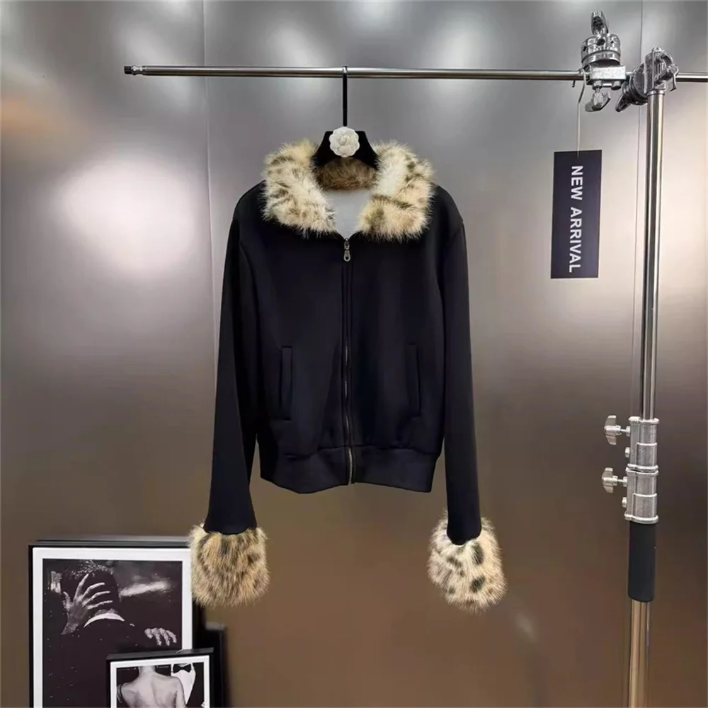 

2025 женская модная рубашка, вязаный эластичный корсет с меховым воротником, женская куртка, верхняя одежда, Y2K, новая мода, высококачественный кардиган, бюстгальтер